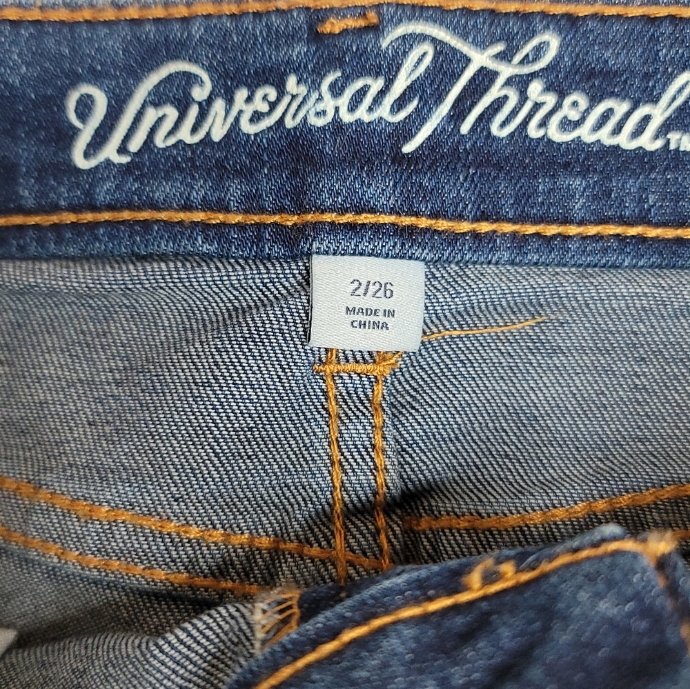 Universal thread raw hem fringe jean denim skirt size 2. - Picture 4 of 6